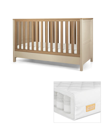 Mamas & Papas Harwell Cotbed & Essential Pocket Spring Mattress Bundle - Cashmere