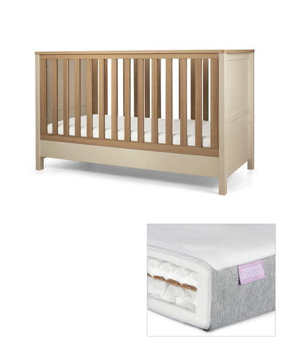 Mamas & Papas Harwell Cotbed & Luxury Twin Spring Mattress Bundle - Cashmere