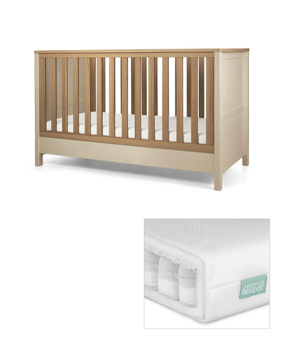 Mamas & Papas Harwell Cotbed & Premium Pocket Spring Mattress Bundle - Cashmere