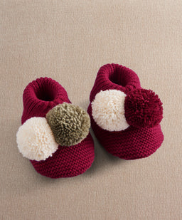 Mamas & Papas Hats & Booties Knitted Pom Pom Booties