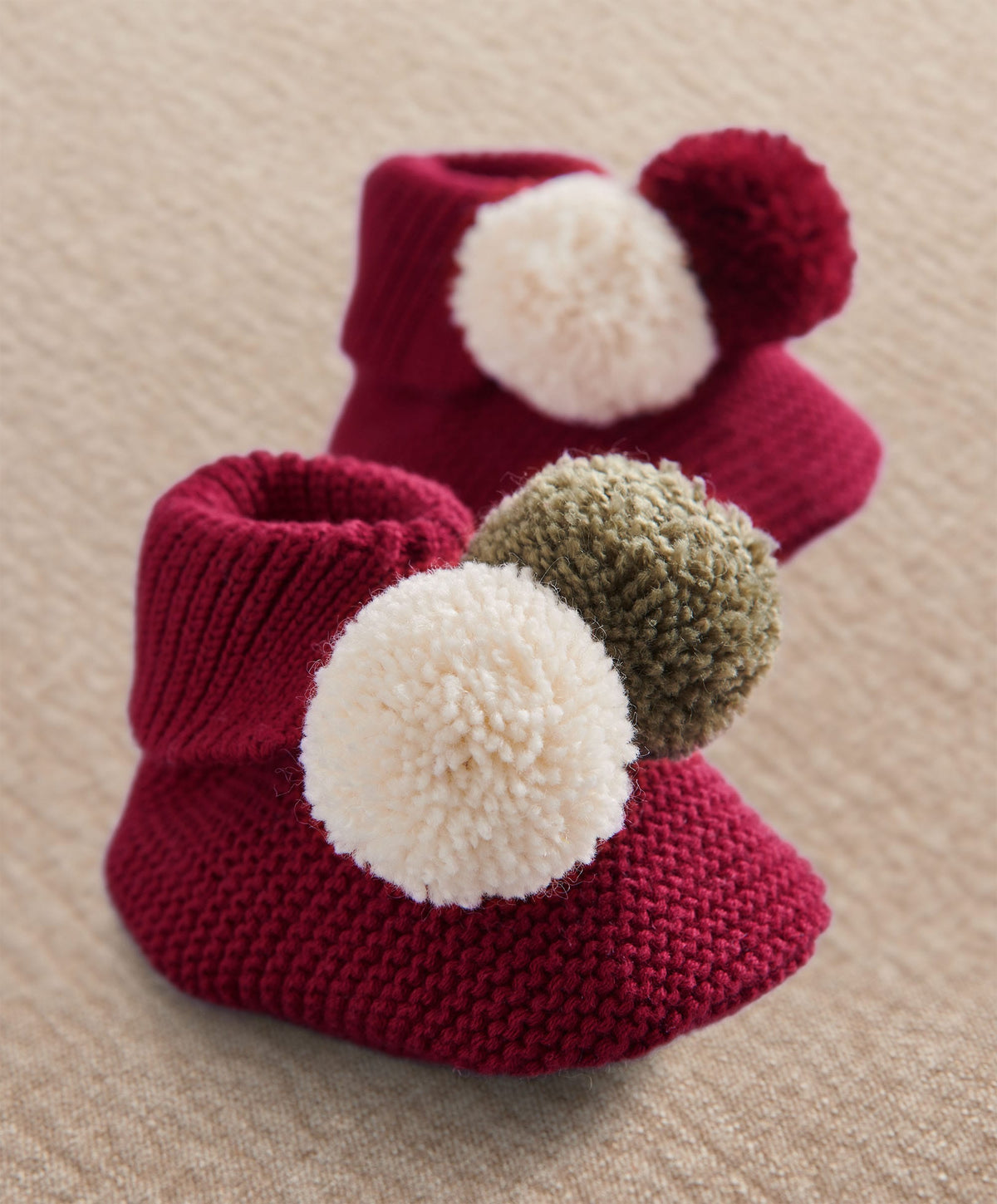 Mamas & Papas Hats & Booties Knitted Pom Pom Booties