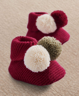 Mamas & Papas Hats & Booties Knitted Pom Pom Booties