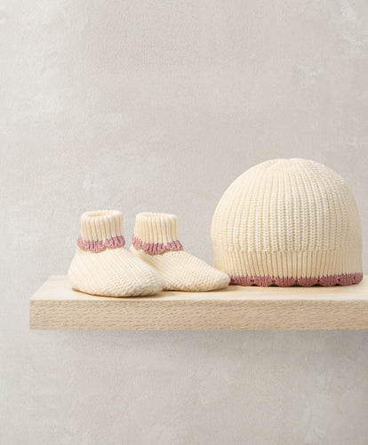 Mamas & Papas Hats & Booties Pink Knitted Hat & Booties