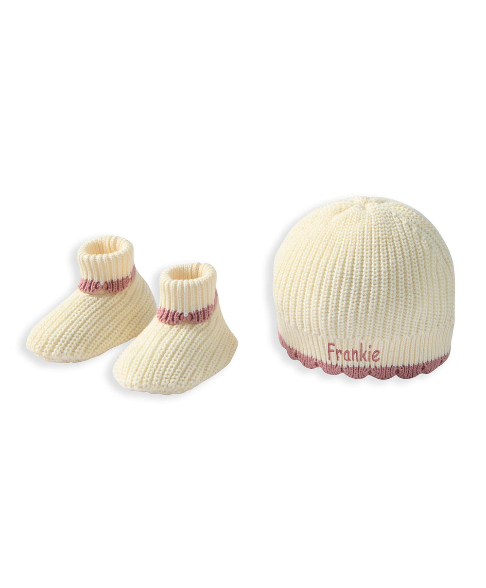 Mamas &amp; Papas Hats &amp; Booties Pink Knitted Hat &amp; Booties