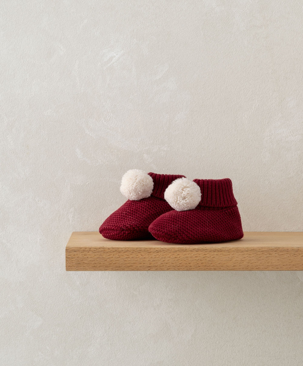 Mamas &amp; Papas Hats &amp; Booties Pom Pom Booties - Red