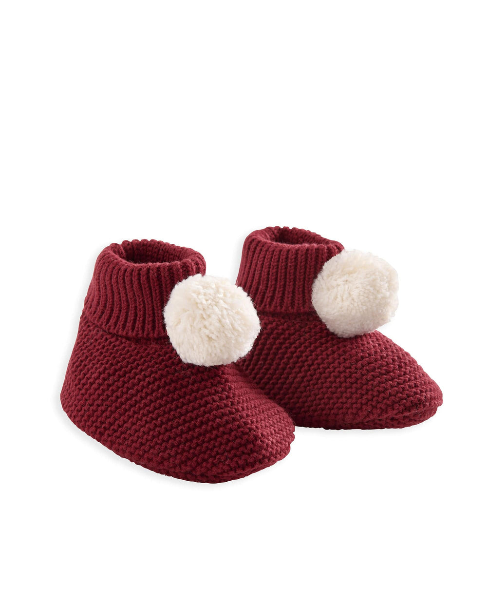 Mamas &amp; Papas Hats &amp; Booties Pom Pom Booties - Red