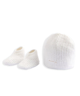 Mamas & Papas Hats & Booties Waffle Knit Hat & Booties Set - White