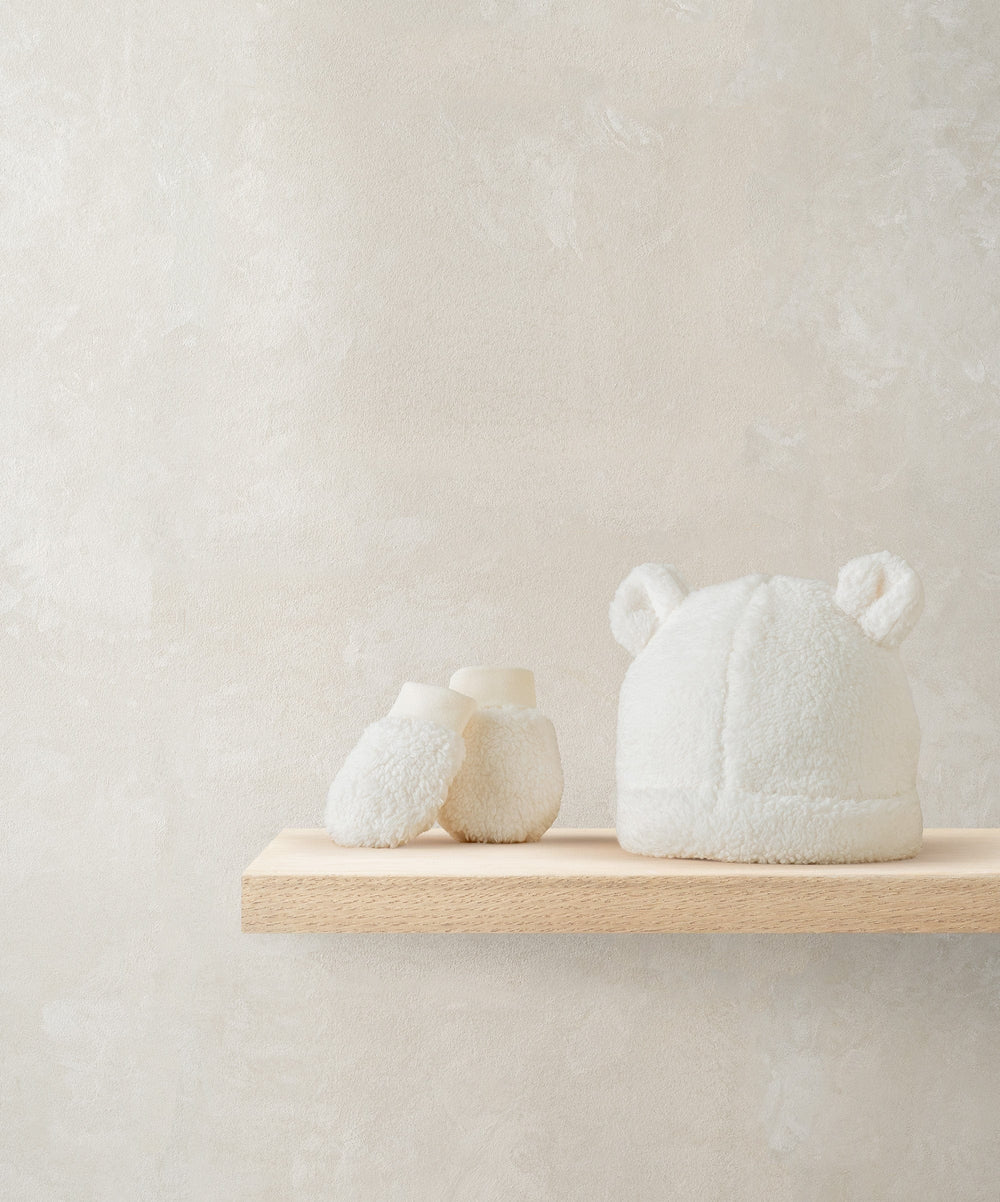 Mamas &amp; Papas Hats &amp; Mitts Cream Borg Hat &amp; Mitts Set