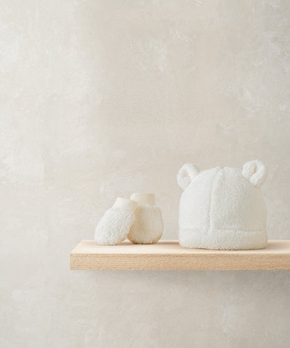 Mamas & Papas Hats & Mitts Cream Borg Hat & Mitts Set