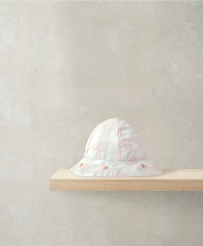 Mamas & Papas Hats & Mitts Gingham Sun Hat - Pink