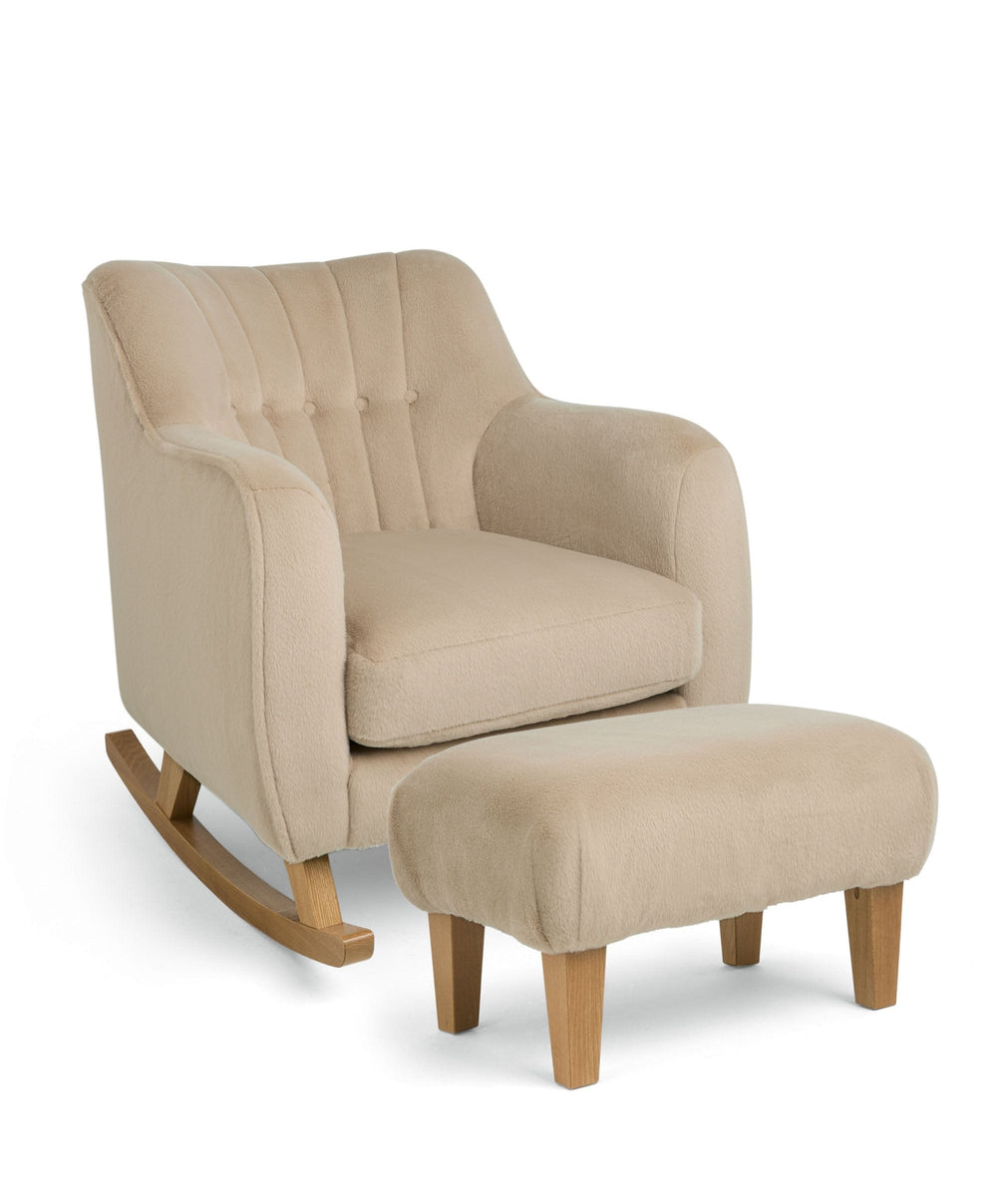 Mamas &amp; Papas Hilson Nursing Chair &amp; Footstool Set - Almond Sherpa