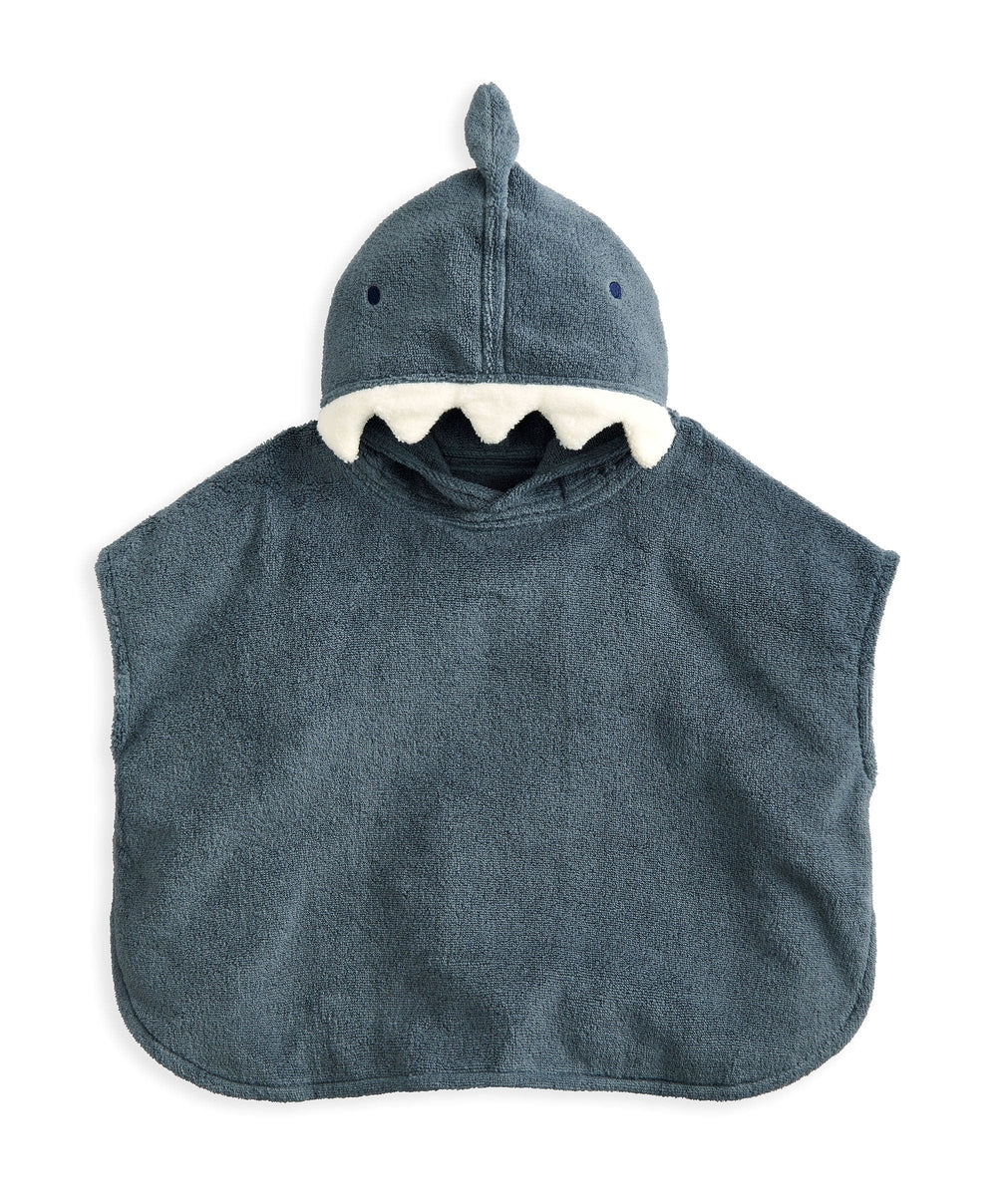 Mamas &amp; Papas Hooded Towels 3D Fin Towelling Poncho - Blue