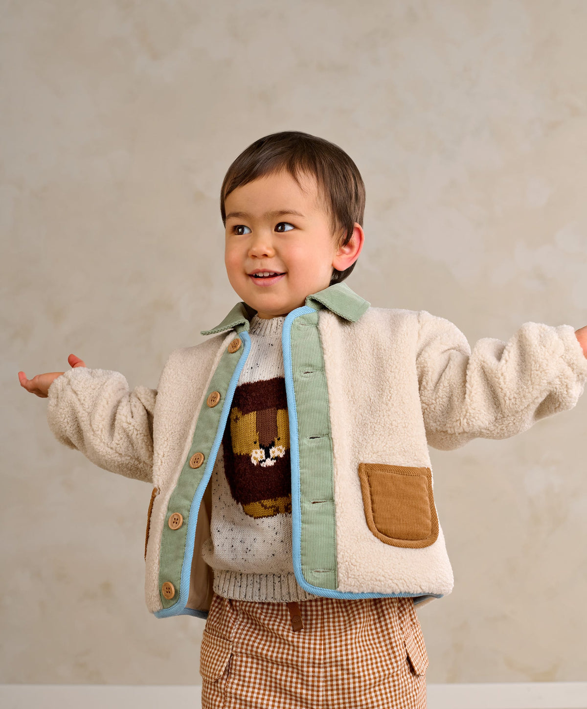 Mamas & Papas Jackets & Coats Borg Jacket - Cream