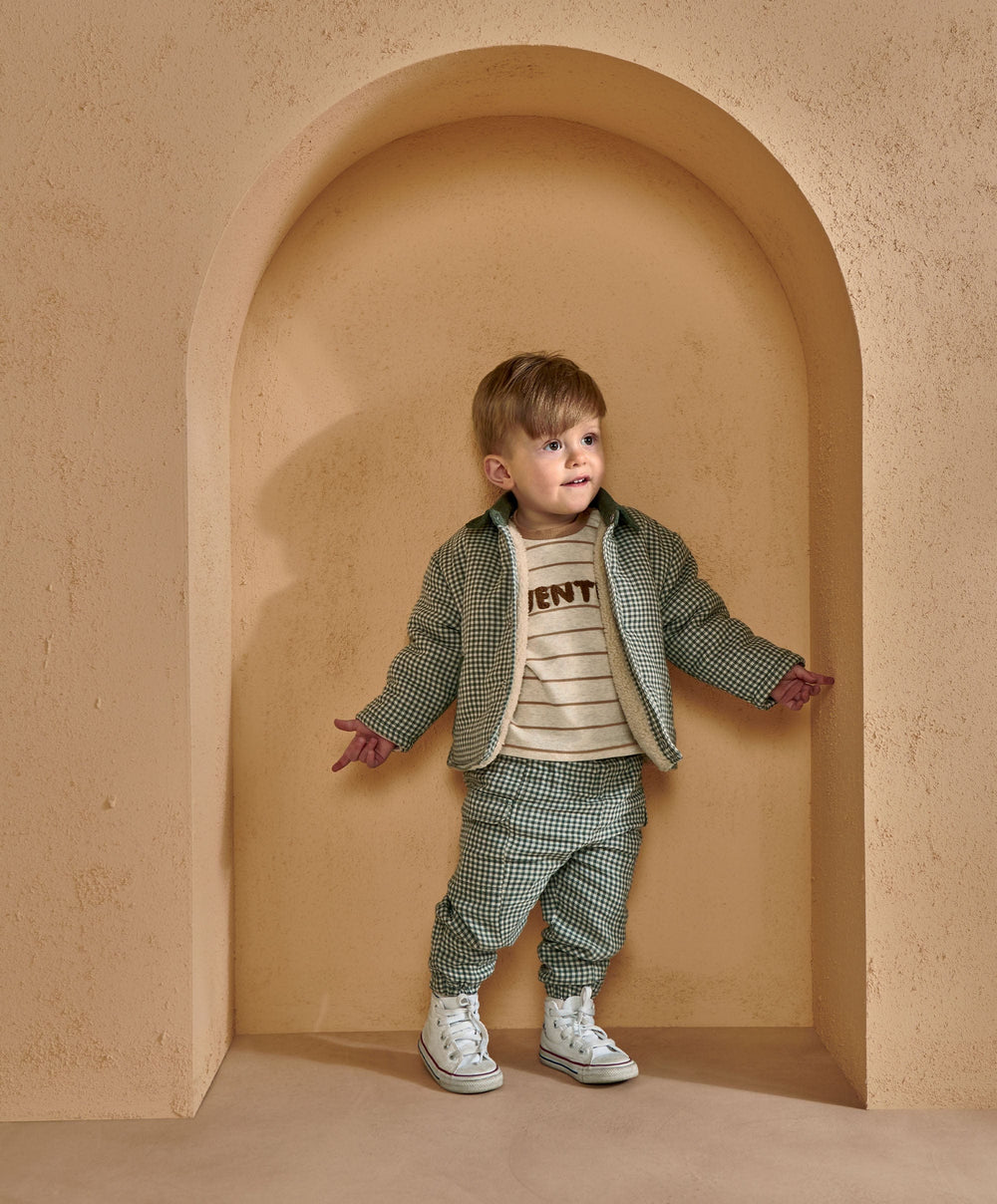 Mamas &amp; Papas Jackets &amp; Coats Check Jacket with Borg Lining &amp; Cord Collar - Green