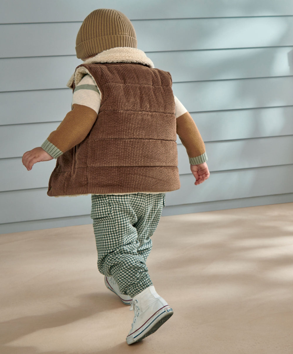 Mamas &amp; Papas Jackets &amp; Coats Cord Gilet with Borg Lining - Brown