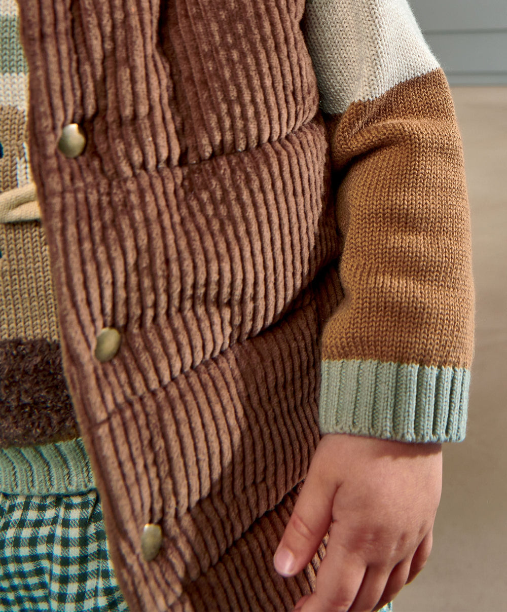 Mamas &amp; Papas Jackets &amp; Coats Cord Gilet with Borg Lining - Brown