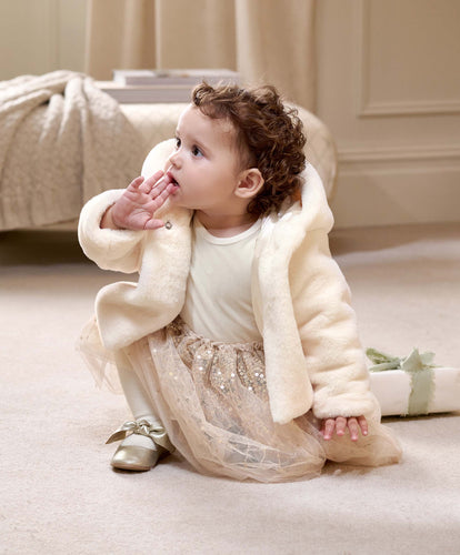 Mamas & Papas Jackets & Coats Cream Faux Fur Coat