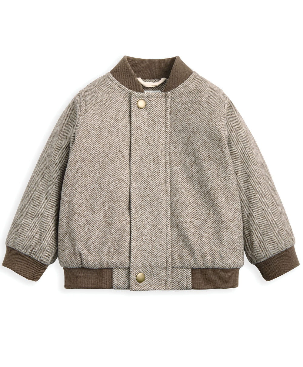 Mamas &amp; Papas Jackets &amp; Coats Herringbone Bomber Jacket  - Oatmeal