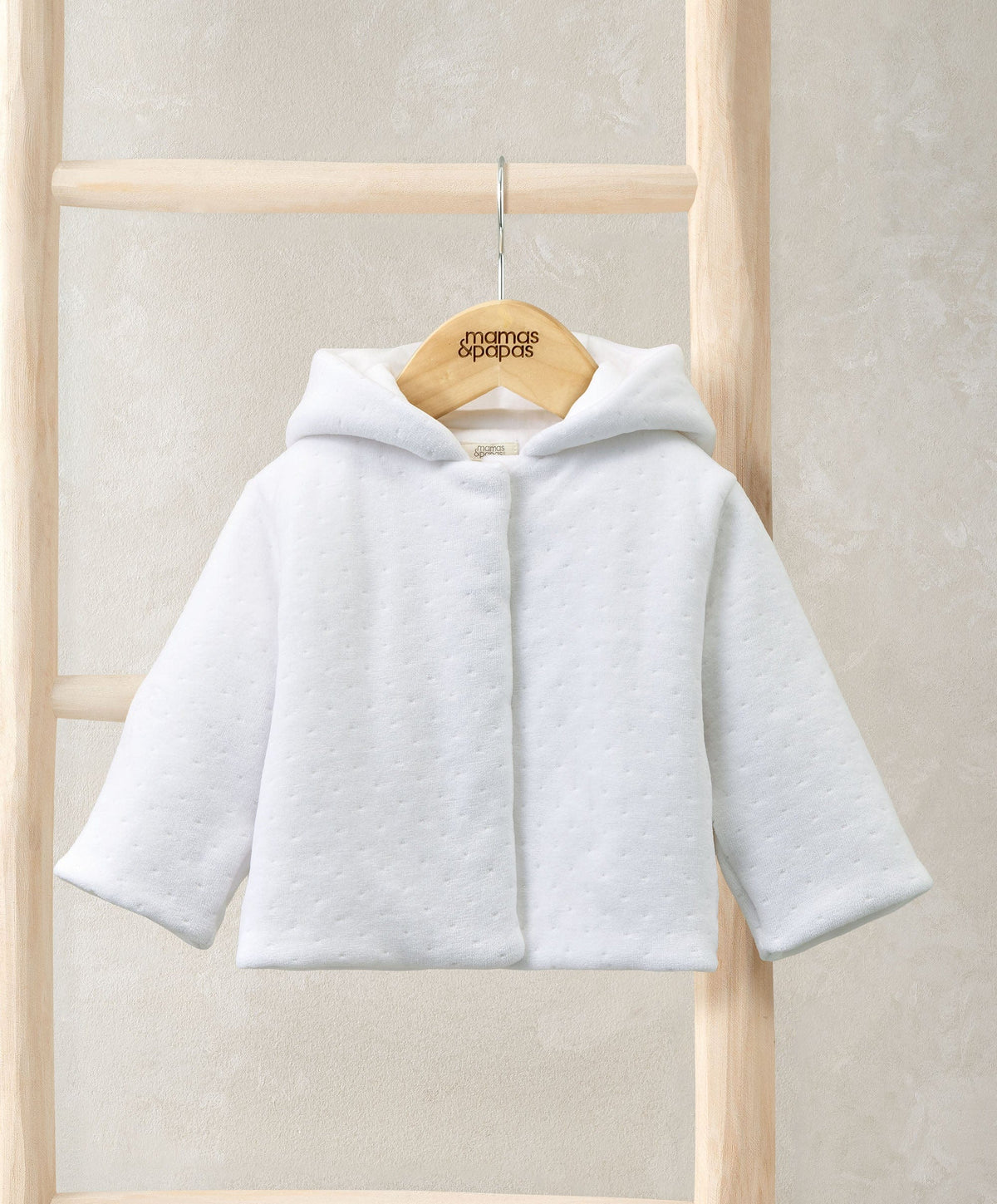 Mamas & Papas Jackets & Coats Velour Hooded Jacket - White