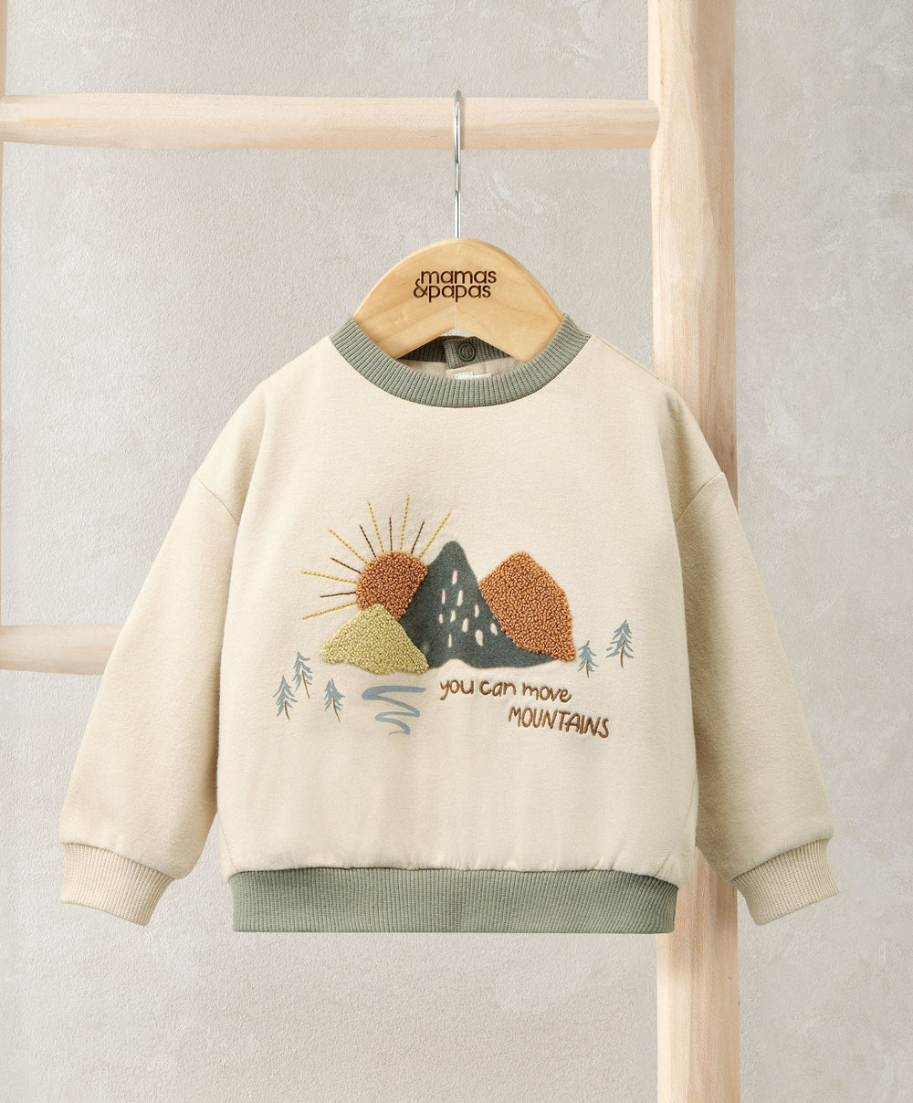 Mamas &amp; Papas Jumpers &amp; Knitwear Boucle &amp; Embroidered Sweatshirt - Cream