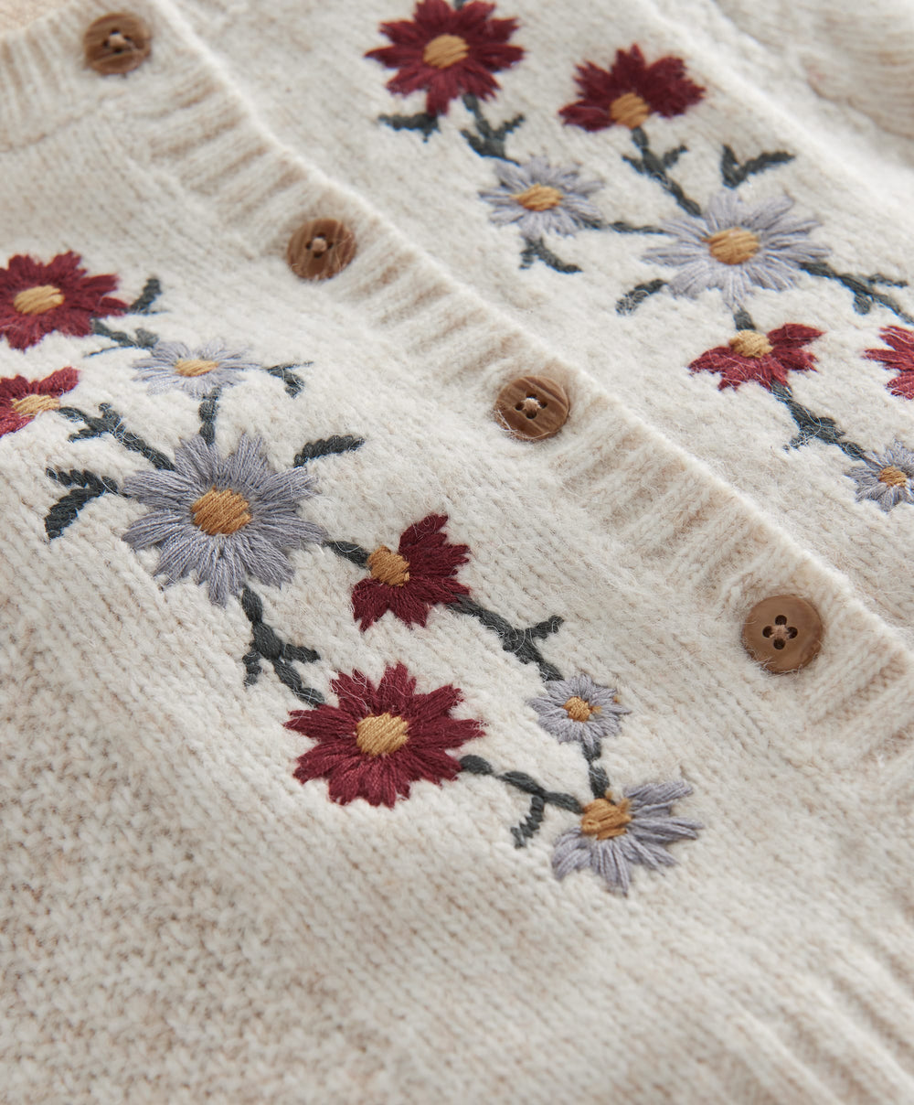 Mamas &amp; Papas Jumpers &amp; Knitwear Embroidered Flower Cardigan