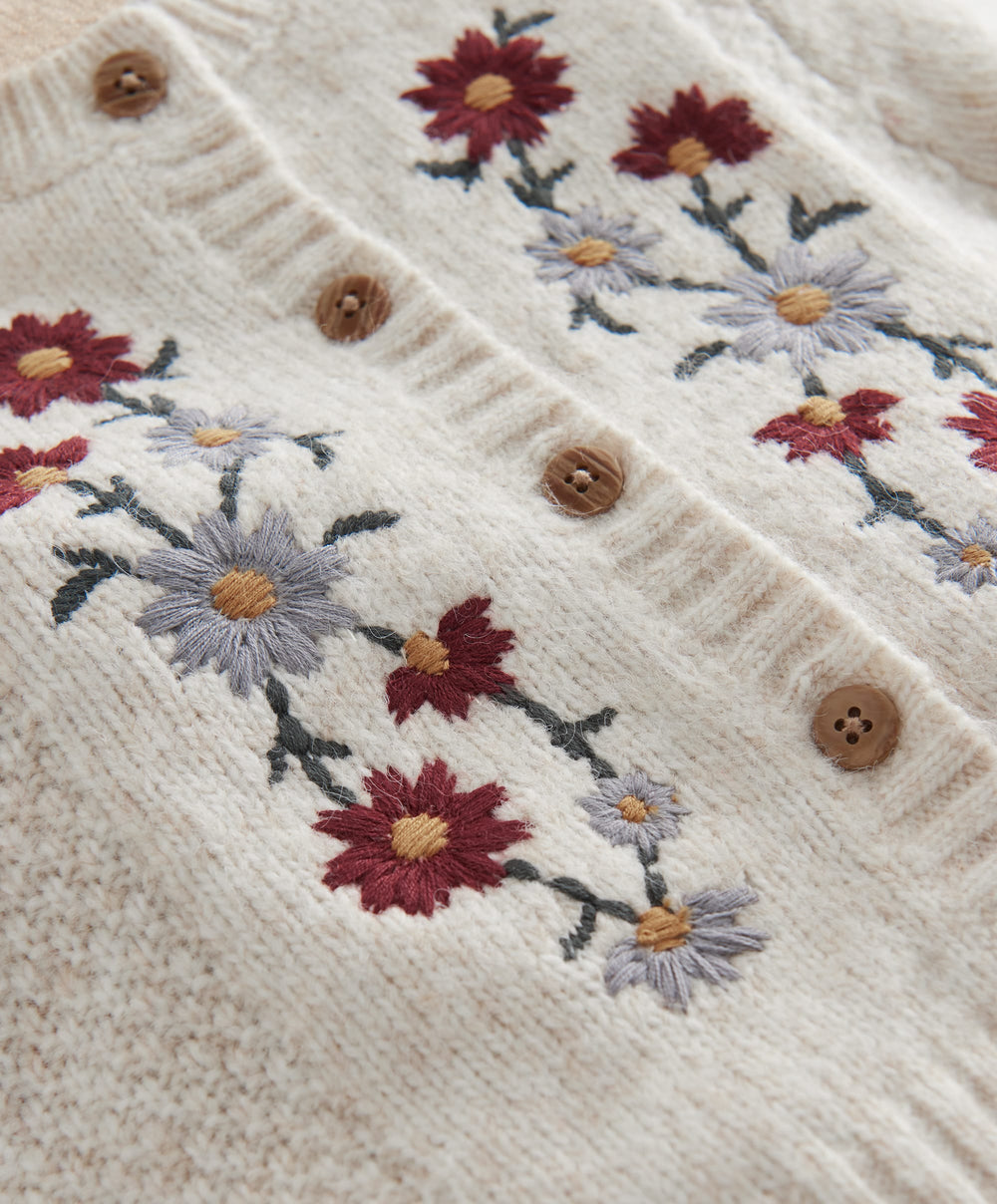 Mamas &amp; Papas Jumpers &amp; Knitwear Embroidered Flower Cardigan
