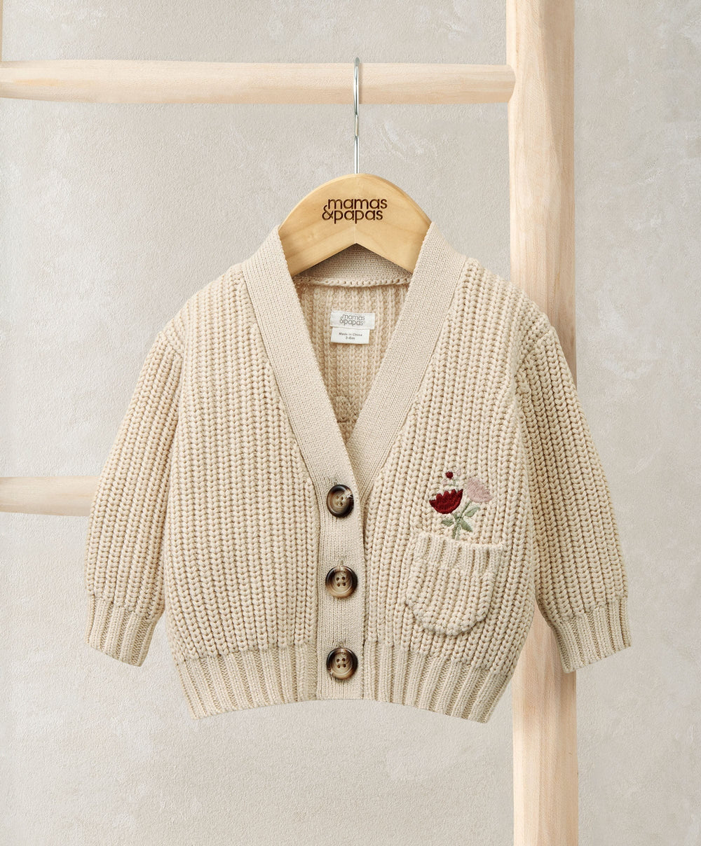 Mamas &amp; Papas Jumpers &amp; Knitwear Embroidered Knitted Cardigan - Cream