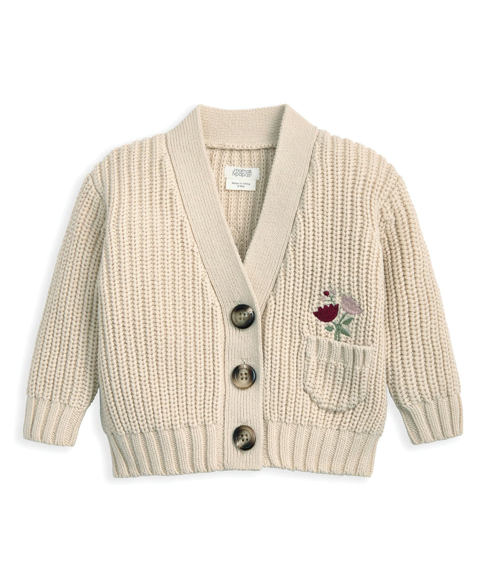 Mamas &amp; Papas Jumpers &amp; Knitwear Embroidered Knitted Cardigan - Cream
