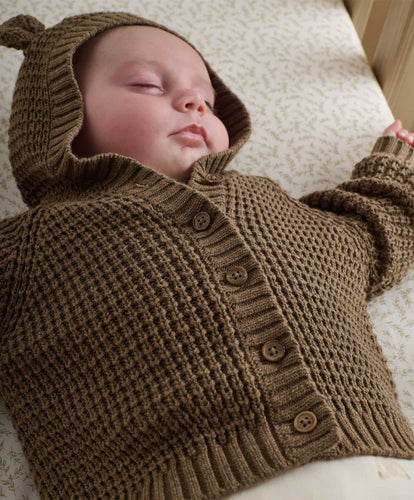 Mamas & Papas Jumpers & Knitwear Hooded Cardigan - Chocolate Brown