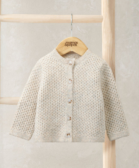 Knitted Cardigan with Button Fastening - Oatmeal