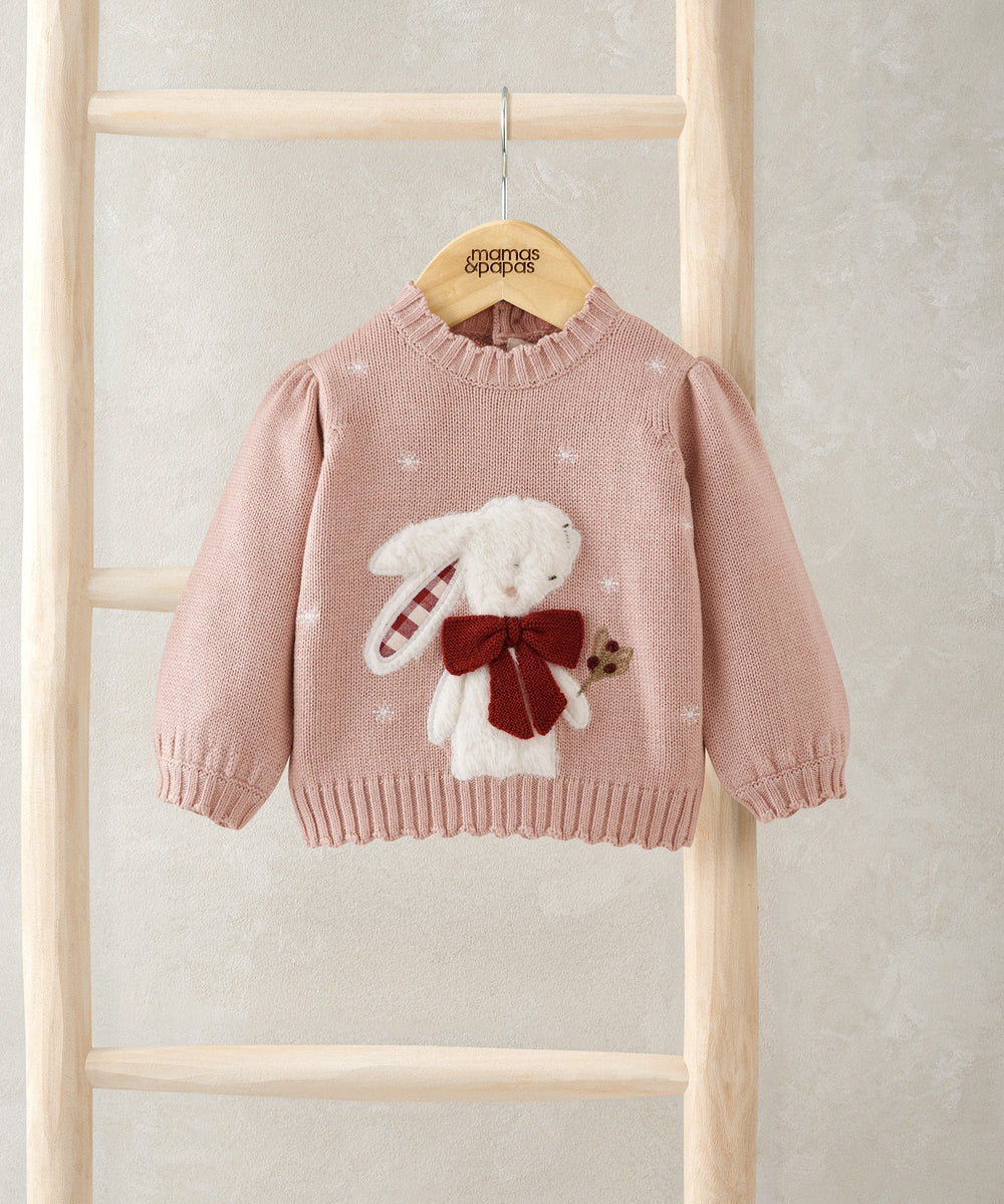 Mamas &amp; Papas Jumpers &amp; Knitwear Pink Bunny Christmas Jumper