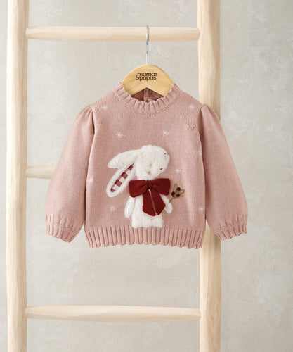 Mamas & Papas Jumpers & Knitwear Pink Bunny Christmas Jumper