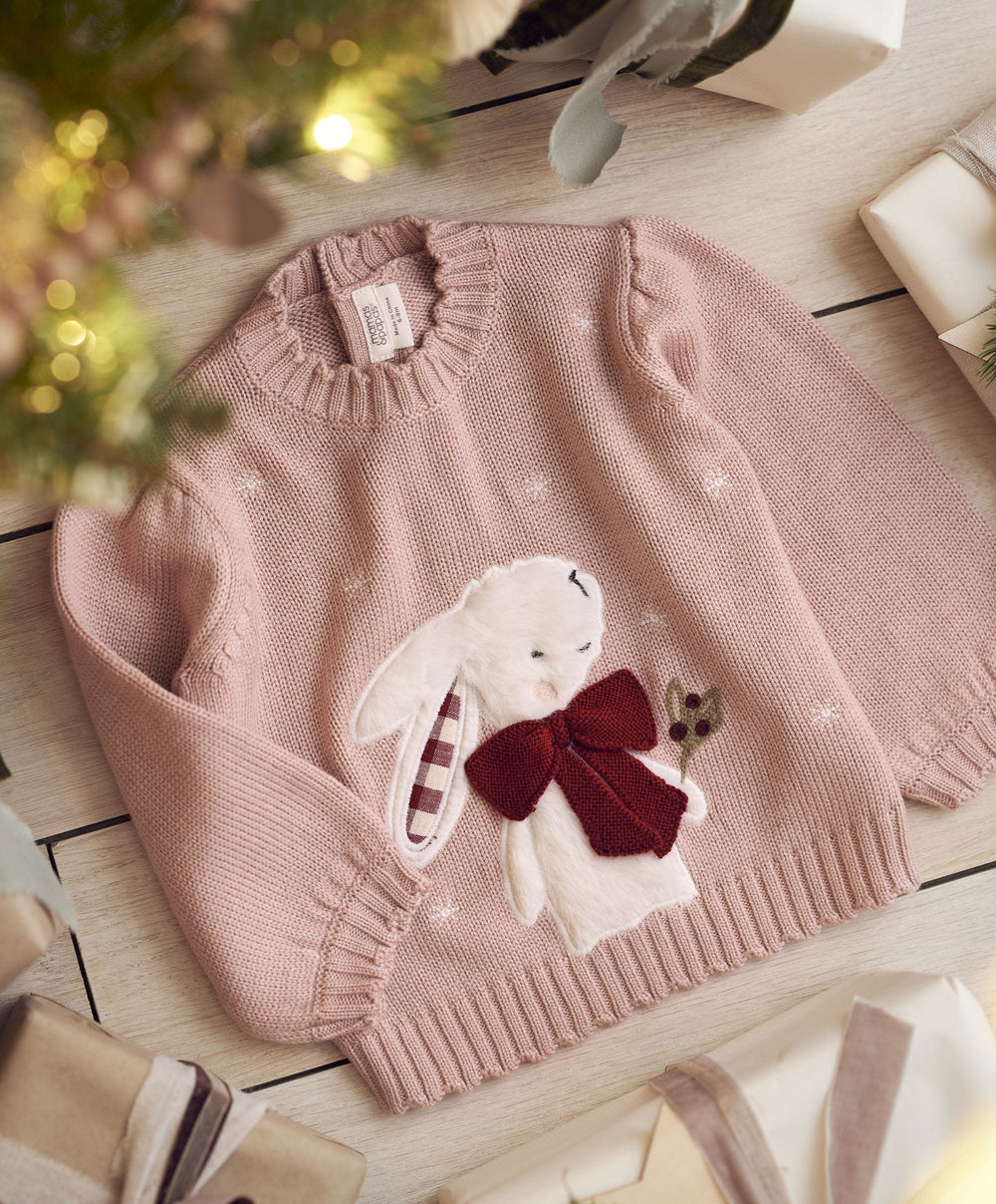 Mamas &amp; Papas Jumpers &amp; Knitwear Pink Bunny Christmas Jumper