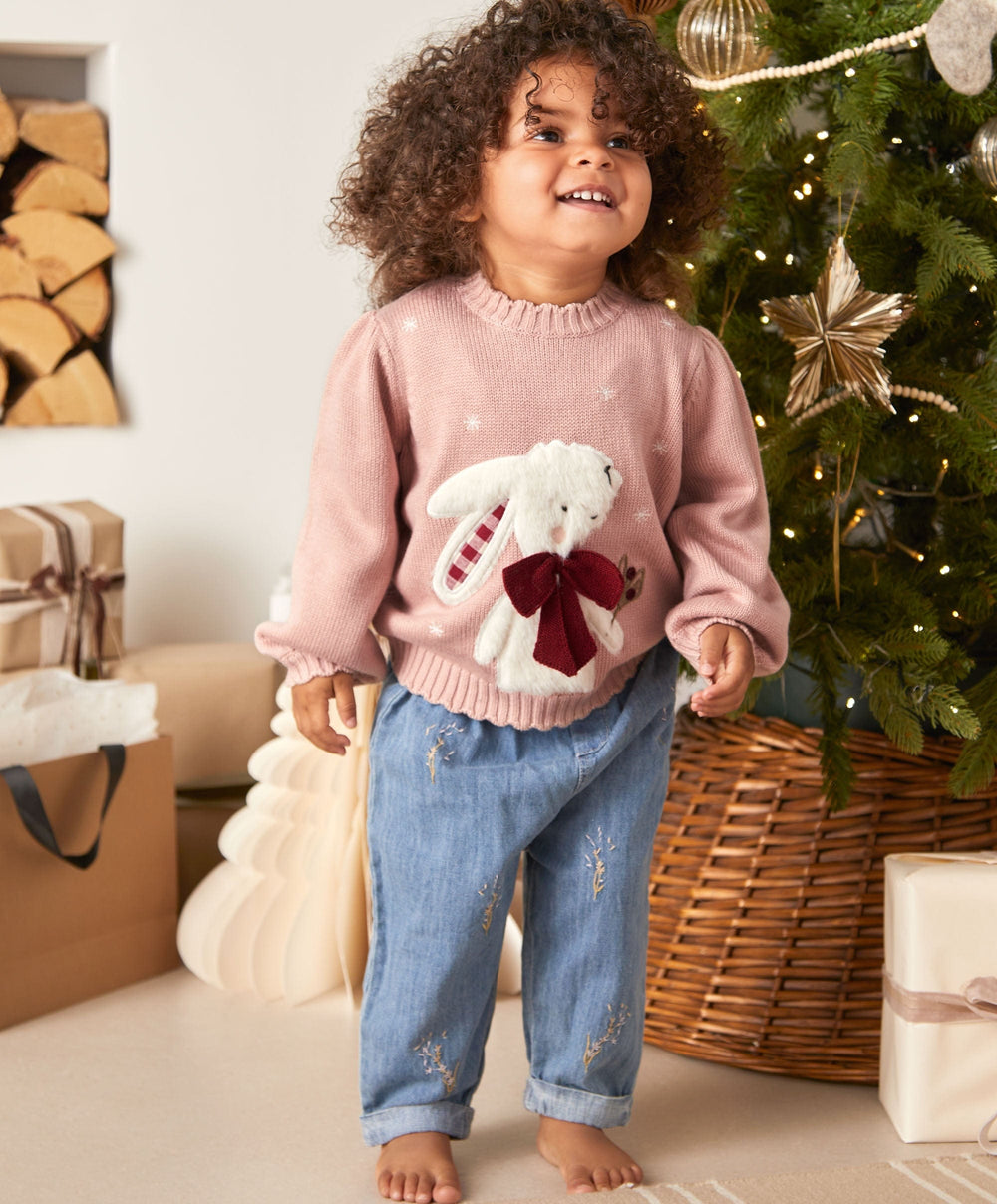 Mamas &amp; Papas Jumpers &amp; Knitwear Pink Bunny Christmas Jumper