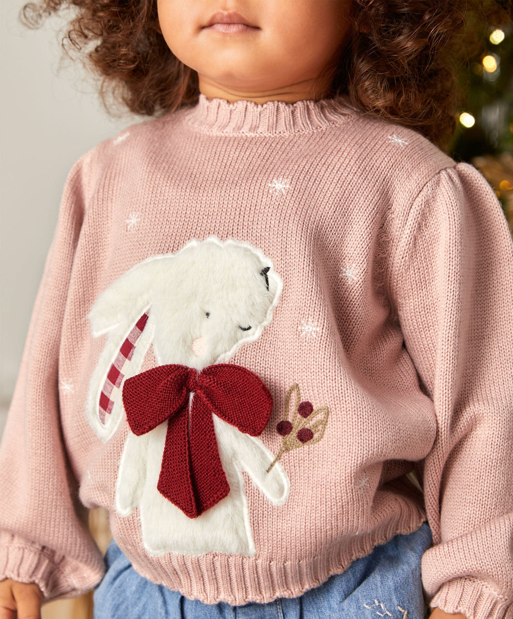 Mamas &amp; Papas Jumpers &amp; Knitwear Pink Bunny Christmas Jumper