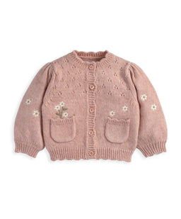 Mamas & Papas Jumpers & Knitwear Pink Daisy Cardigan