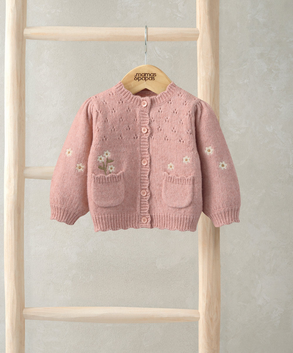 Mamas &amp; Papas Jumpers &amp; Knitwear Pink Daisy Cardigan