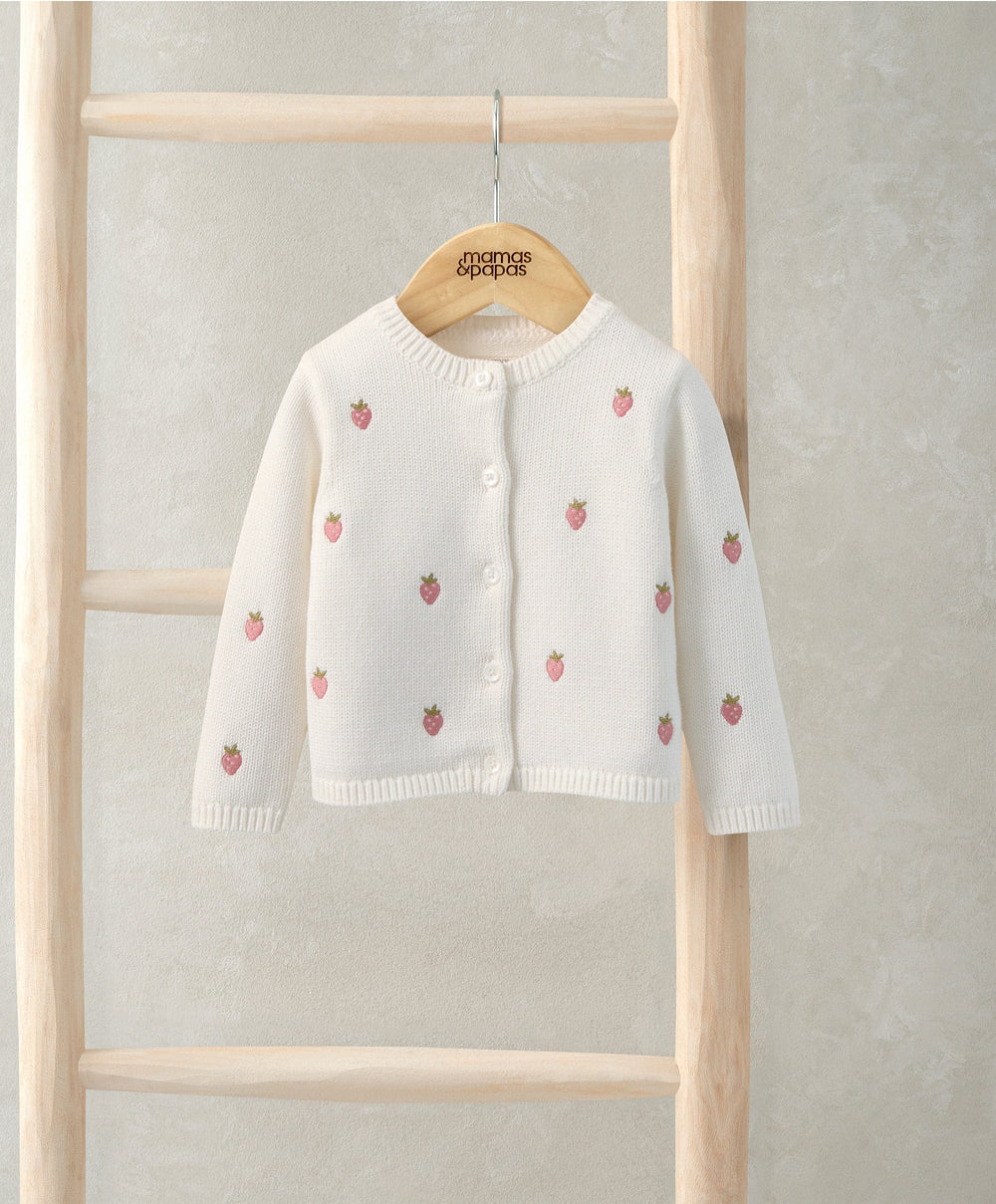 Mamas &amp; Papas Jumpers &amp; Knitwear Pink Strawberry Cardigan