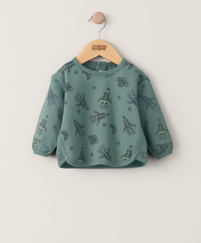Mamas & Papas Jumpers & Knitwear Rocket Print Sweatshirt - Green