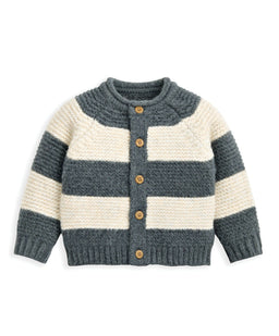 Mamas & Papas Jumpers & Knitwear Striped Knit Cardigan with Raglan Sleeves - Blue
