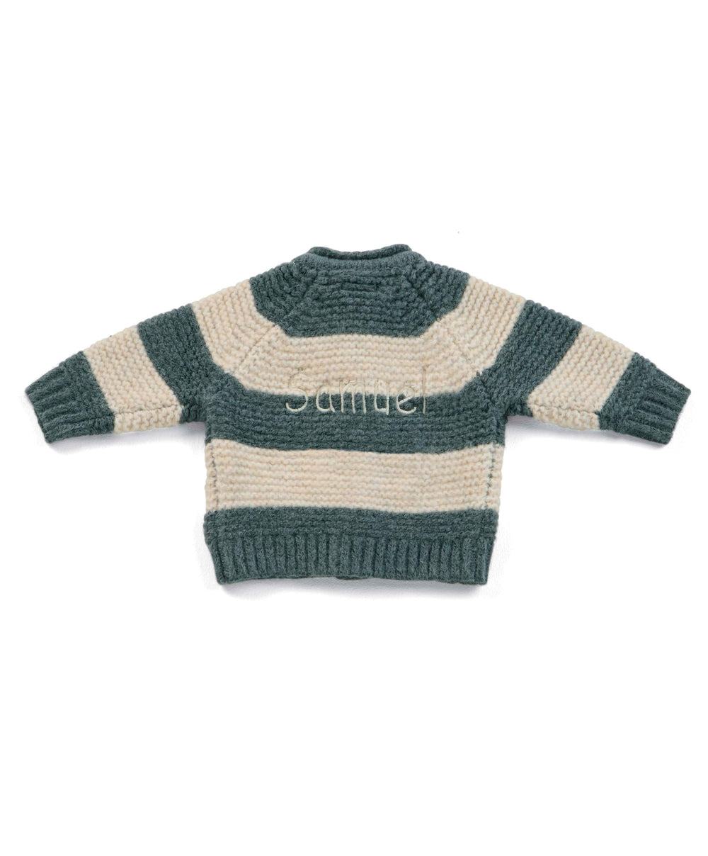 Mamas &amp; Papas Jumpers &amp; Knitwear Striped Knit Cardigan with Raglan Sleeves - Blue