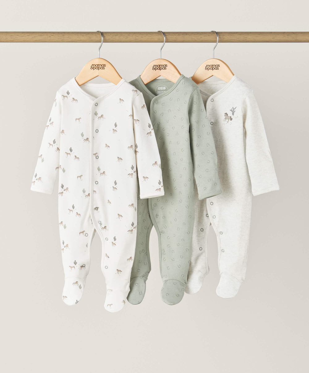Mamas & Papas Life Of A Cowboy Sleepsuits (3 Pack)