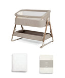 Mamas & Papas Lua 2 Bundle with Cosmic Sheets & Mattress Protector - Mocha