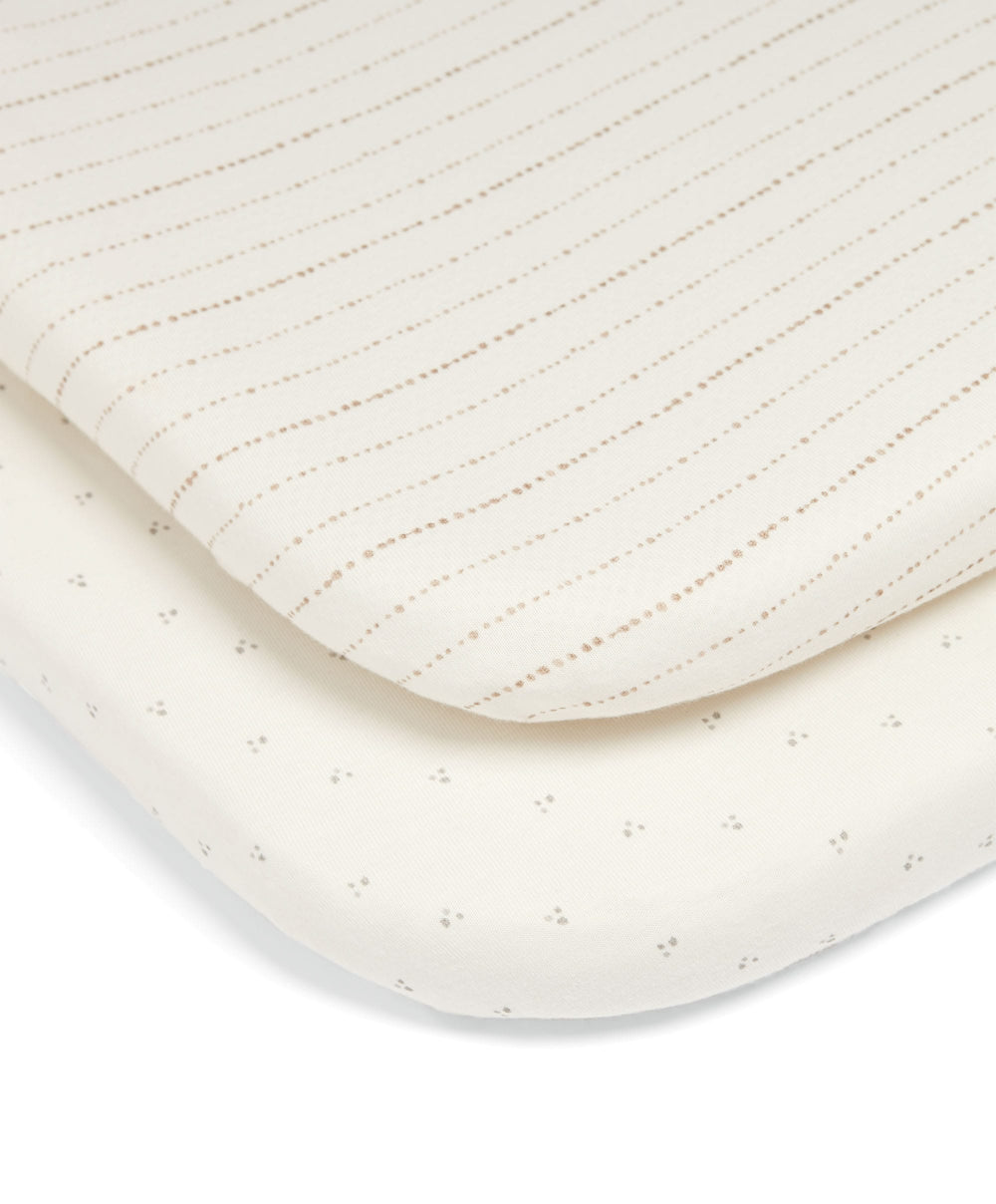 Mamas &amp; Papas Lua 2 Bundle with Oat Sheets &amp; Mattress Protector - Sand