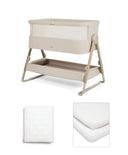Mamas & Papas Lua 2 Bundle with White Sheets & Mattress Protector - Sand