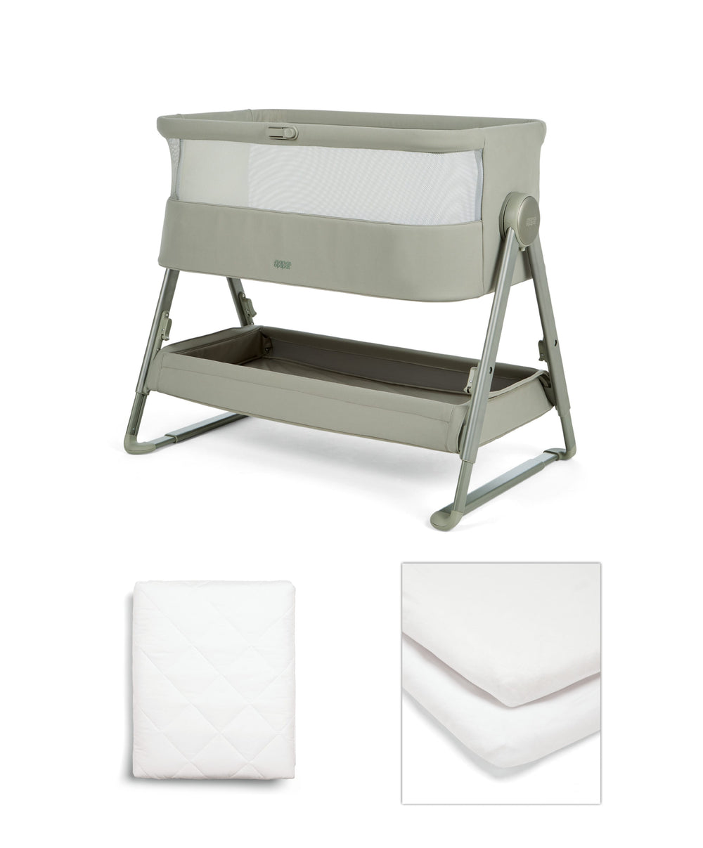 Mamas &amp; Papas Lua 2 Bundle with White Sheets &amp; Mattress Protector - Thyme
