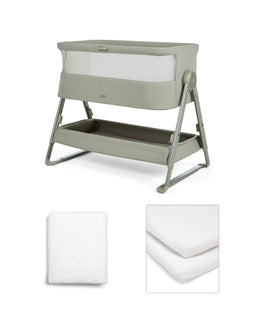 Mamas & Papas Lua 2 Bundle with White Sheets & Mattress Protector - Thyme