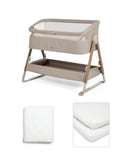 Mamas & Papas Lua 2 Mocha Bundle 2 White Sheets & Mattress Prtctr