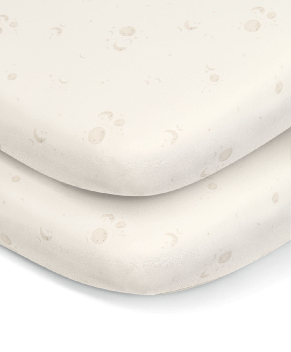 Mamas &amp; Papas Lua Bedside Crib and Sheet Bundle - Sage/Cosmic Sky