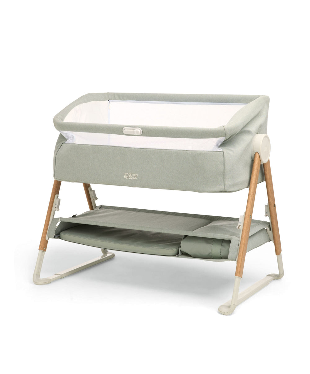 Mamas &amp; Papas Lua Bedside Crib and Sheet Bundle  - Sage/White